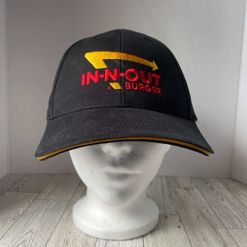 In-N-Out Burger Baseball Cap Adjustable Black Embroidered Logo Hat